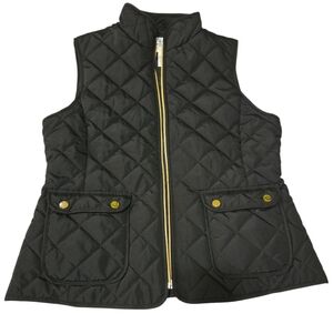 St. John's Bay Black Quilted Vest with Gold Details